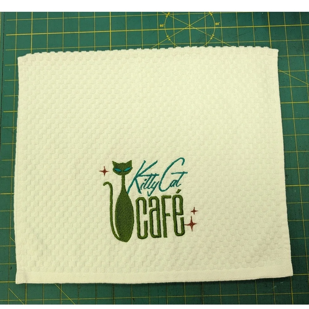 Kitty Cat Cafe Retro Mid Century Modern Atomic Kitchen Bath Hand Bar Towel